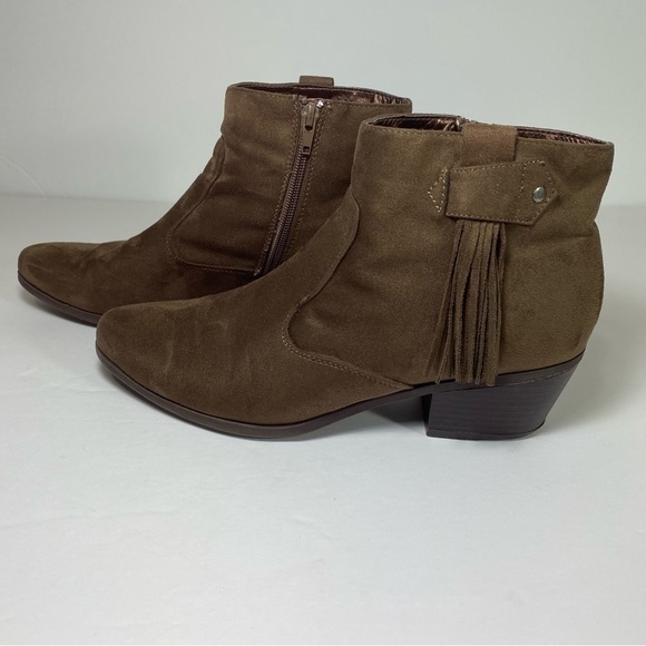 INDIGO RD Brown Suede Ankle Boots Booties w/ Zipper Fringe Women’s 9M. - Picture 13 of 14